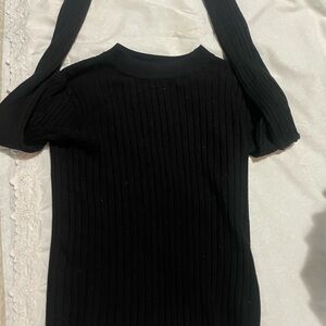 Black Ribbed Knit Top